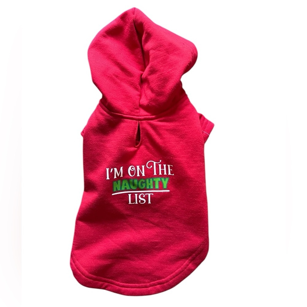 On the Naughty List Red Dog Hoodie / Sweatshirt, size XS, new with tags